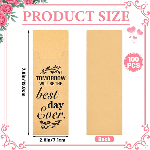 Gueevin 100 Pcs Tomorrow Will Be The Best Day Ever Wedding Paper Silverware Bags Utensil Holder Rustic Cutlery Pouch Bag for Wedding Rehearsal Din...