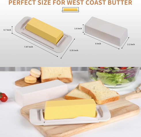 Bamboo Butter Dish with Lid and Knife,Small Butter Keeper for One Stick of Butter,Butter Holder Container for Refrigerator,Countertop,Dishwasher S...