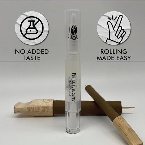 Purple Rose Supply Rolling Glue – 4ml Glue Pen with Brush Applicator – Natural Plant Cellulose – Spit-Free Rolling Alternative – Glue Stick...