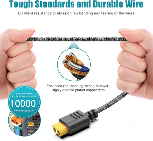 TAIFU Solar Connector to XT60 Adapter Cable 16AWG 11Ft Power Solar to XT60 Charge Extension Cord for EF ECOFLOW River 2 & Delta Series Portable Po...