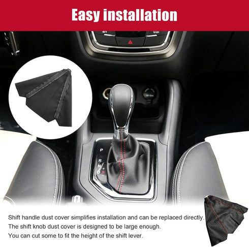 Car Shift Knob Dust Cover, Universal Leather Shifter Lever Knob Boot Protector, Dustproof Gear Shift Cover for Most Manual/Automatic Vehicles, Int...