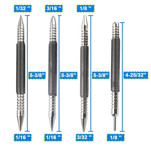 Spring Nail Set,Dual Head Nail Setter,4pcs Hammerless Door Hinge Pin Removal Tool,Striking Force Spring Loaded Nail Punch?1/8-in, 3/32-in, 3/16-in...