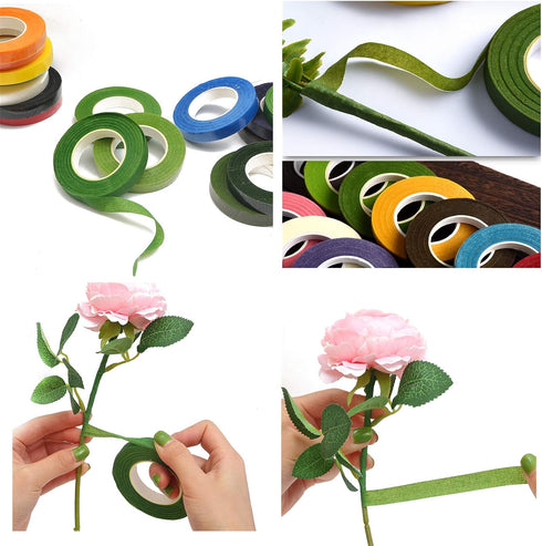 4 Rolls 1/2 Inch Floral Tapes Florist Wraps for Bouquet Stem and Flowers Making Craft Projects (30 Yards, Dark Green)...