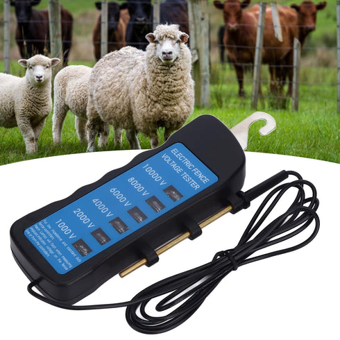 Fence Tester, Electric Fence Voltage Tester Meter Waterproof Portable Fence Voltmeter Testing Tool 1000-10000V with 6pcs Light for Farm Livestock ...