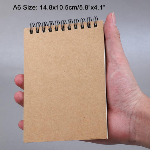 AB Max Sketchbook A6 - Wirebound Notebook Manuscript Shorthand Pad with Kraft Cover Cartridge Paper for Art Drawing Diary Letter Memo Writing...