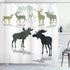 Ambesonne Antlers Shower Curtain, Elk Deer and Fawn Silhouette Forest at The Background World Natural Habitat Theme, Cloth Fabric Bathroom Decor S...