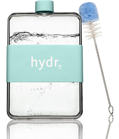 | 15oz Flat Water Bottle For Purse & Flexible Cleaning Brush | BPA Free Square Water Bottle | Leak/Drop Proof Slim Water Bottles For Travel, small...