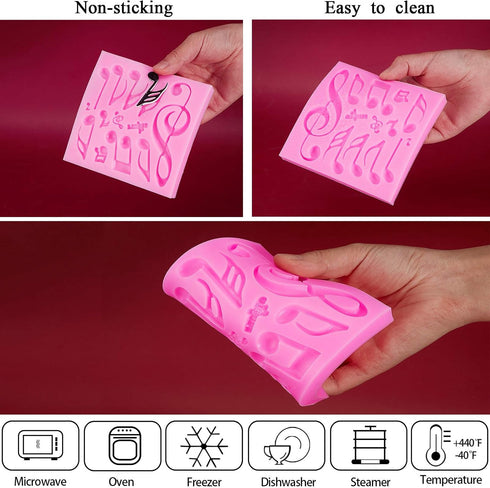 5 Pieces Music Note Fondant Mold Music Note Lace Mat Silicone Musical Candy Mold for Cake Decoration...