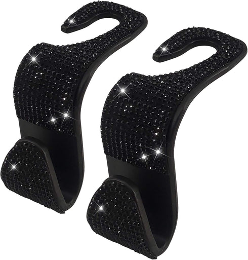 2 Pack Car Hooks, 2021 New Bling Rhinestones Crystal Hooks Car Decorations Auto Seat Back Organizers Strong and Durable Backseat Hanger Storage Un...