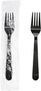 Party Essentials Individually Wrapped Black Plastic Utensil Sets/Heavy Duty Flatware Packs, Fork, 100 Sets...