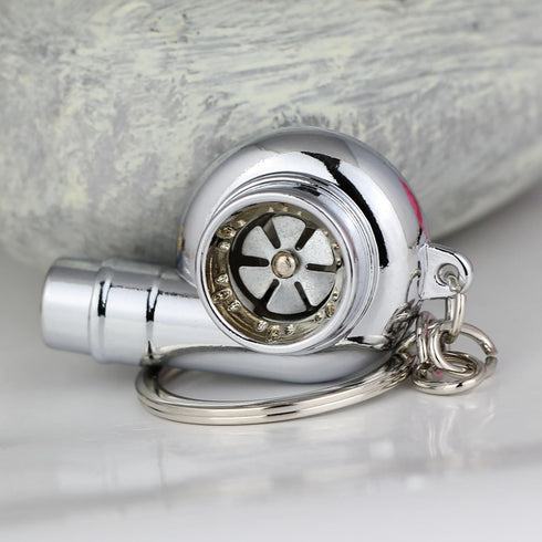 maycom Creative Spinning New Chrome Polished Silver Turbo Turbocharger Keychain Key Chain Ring Keyring Keyfob,make Whistle Sound...
