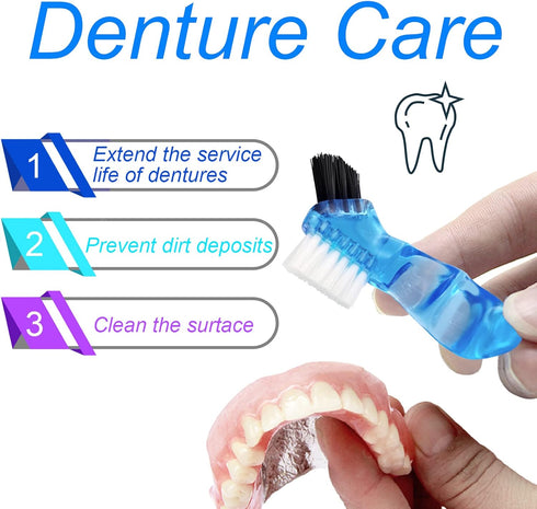 2 Pack Color Retainer Cleaner Case Denture Cups for Soaking Dentures, False Teeth Container Partial Denture Cleaning Case with Lid Travel - Lake G...