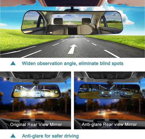 SkycropHD Anti Glare Car Interior Rear View Mirror Clip-on Wide Angle Panoramic Rearview Mirror to Eliminate Blind Spots – Convex, Blue,11.8in (30...