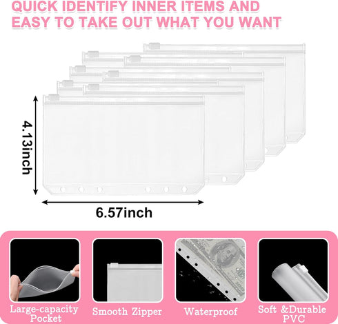 A6 Refillable Notebook Binder, PU Leather Budget Binder with Cash Envelopes, Loose Leaf Personal Organizer Binder Cover, Money Organizer for Cash ...