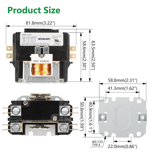 HVAC Contactor,120VAC Control compressor and Fan Motor,Safe and Reliable,Efficient and Energy-saving,Long Service Life (1Pole_40Amp)...