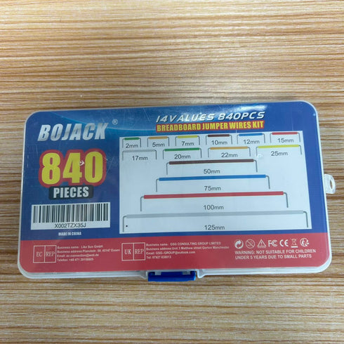 BOJACK 14 Vaules 840 pcs 2-125mm Solderless Flexible Breadboard Connecting Line Cables Breadboard Jumper Wires kit...