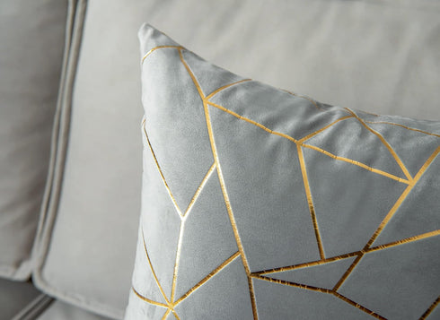 YONGLIU Pack of 2 Velvet Cushion Cases Decorative Gold Foil Geometric Pattern Throw Pillow Covers for Modern Homes Couch Sofa Bedroom Living Room(...