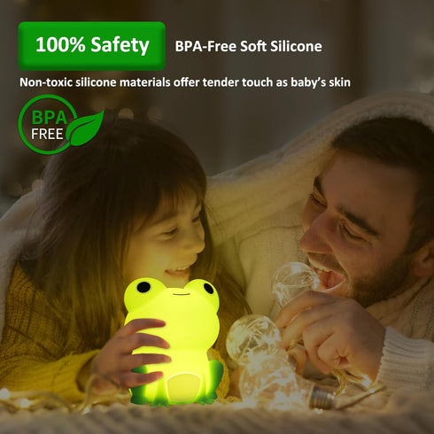 Frog Night Light, Frog Gifts for Girl, Frog Lamp Gifts Bedside Lamp for Nursery, ABS+SIL, Touch Control, Portable and Rechargeable Dimmable, Birth...