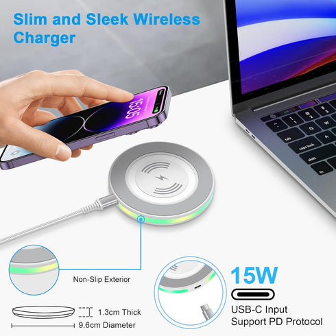 Pixel Wireless Charger Fast Charging Pad for Google Pixel 8a/8/8 Pro/7a/7 Pro/6 Pro, 15W Android Wireless Charger Samsung Charging Pad with QC 3.0...