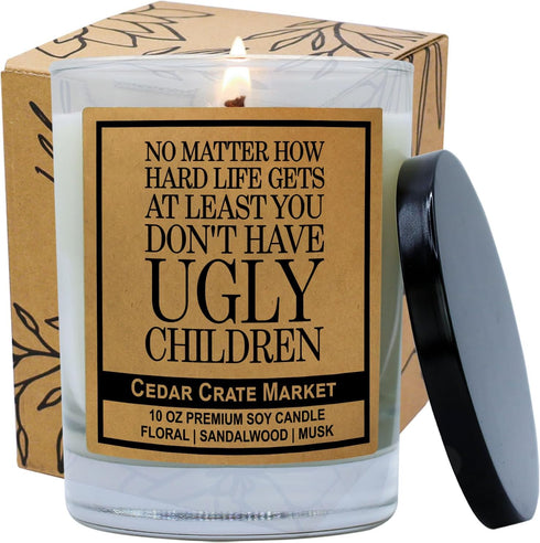 Mom Gifts for Women | Ocean Salt + Sea Sandalwood + Citrus Scented | No Matter How Hard Life gets | Funny Candle Gifts for Mama Funny Gift | 13.5 ...