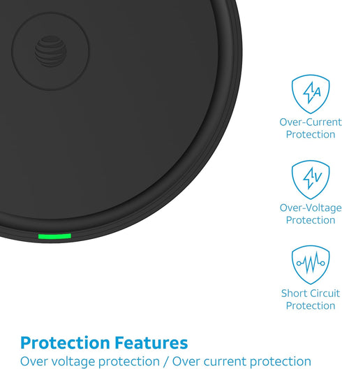 AT&T 15W Qi Certified Case-Friendly Wireless Charging Pad for Apple iPhone, Google Pixel, and Samsung Galaxy (Black) with Type C to C Cable......