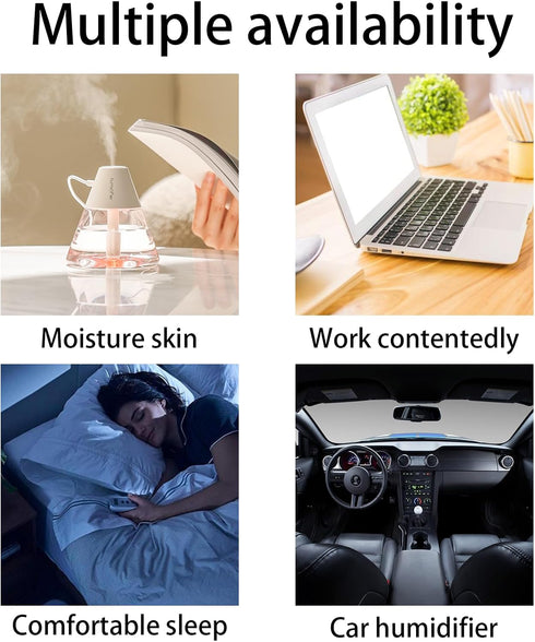 INVODA Mini Humidifiers, 260ml USB Personal Cool Mist Humidifier Cute Volcanoes Desktop Air Humidifier Quiet Night Light Small Humidifier for Car,...