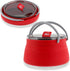 Collapsible Travel Kettle Pot with Lid - 1L Red Portable Water Boiler Tea Maker for Camping Gas Stove...