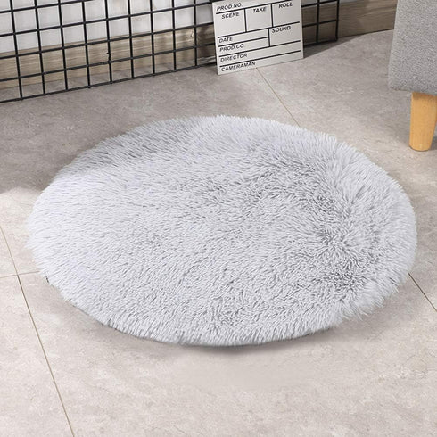 16 Inch Plush Dog Bed Mat Warm Fluffy Round Puppy Crate Pad with Anti-Slip Waterproof Bottom Soft Comfy Pet Kennel Mat for Small and Medium Dogs S...