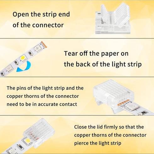 6 Pin LED Strip Connectors Solderless 10 Pack with 16.4ft Extension Cable 6 Conductor for Waterproof or Non-Waterproof 12mm Wide LED Strip Lights,...