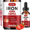 Liquid Iron Supplement for Women & Men Iron Drops Iron Supplements for Anemia with Folate, Vitamin C, B12 for Red Blood Cell Support-Strawberry, 2...