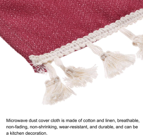 MECCANIXITY Microwave Oven Cover Dust, 13.78"x37.4" Cotton and Linen Decorative Kitchen Appliance Protective Cover for Home Refrigerator Machine D...