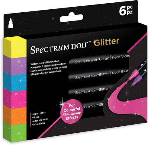 Spectrum Noir SN-Glitter Marker Lights-6pc Set, pkg of 6, Neon Lights...