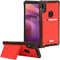 for Alcatel 3V (2019) 5032W - Denim Hybrid Credit Card Pocket Slot/Stand Phone Case - EC5 Red...