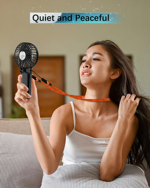 Portable Fan Handheld Fan, Mini Hand Held Fan, 6-15H Cooling Small Personal Fan, 180° Foldable Mini Desk Fan with 4 Quiet Speed, Neck Fan w/Lanyar...