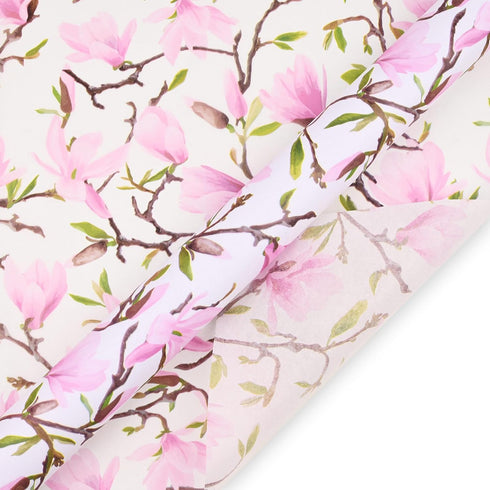 100 Sheets Pink Magnolia Flowers Printed Tissue Paper Floral Pattern and Leaves Art Decorative Tissue for Gift Wrapping Supplies...