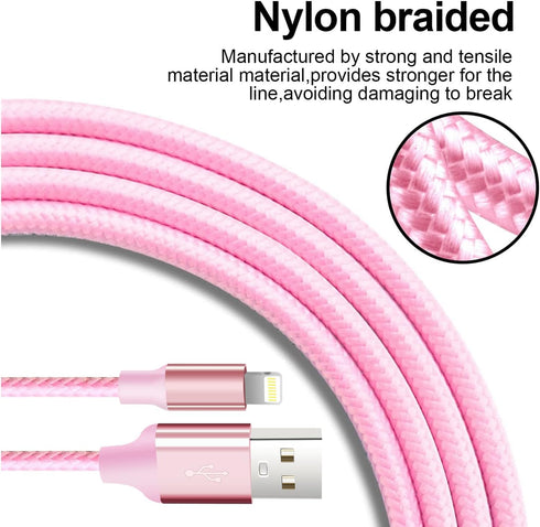 cugunu iPhone Charger, 5 Pack 3/3/6/6/10FT Apple MFi Certified USB Lightning Cable Nylon Braided Fast Charging Cord Compatible for iPhone 14/13/12...