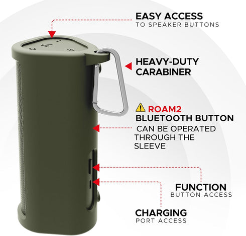 SOUND BASS Heavy Duty Protective Silicone Carrying Case For Sonos Roam & Roam SL | Green | Protect Your Wireless Bluetooth Speaker using this Cove...