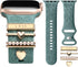 DaQin Flower Engraved Band Compatible with Apple Watch Bands 40mm for Women 38mm 41mm, Soft Silicone Sport Band With Decorative Apple Watch Charms...