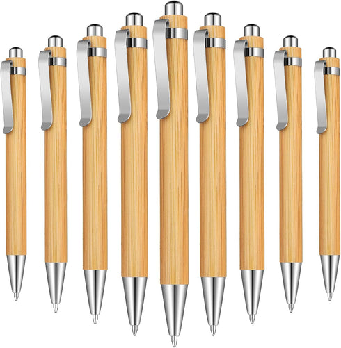 Bamboo Wooden Retractable Ballpoint Pen Black Ink 1 mm Pens Engraved Journaling Pen Refills Products Set Pens for Gifts Writing Office School Supp...