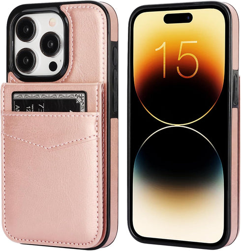 KIHUWEY Compatible with iPhone 15 Pro Case Wallet with Credit Card Holder, Flip Premium Leather Magnetic Clasp Kickstand Heavy Duty Protective Cov...