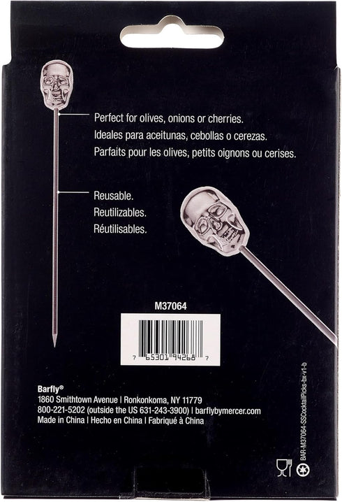Barfly Cocktail Picks, Skull Top, Stainless...