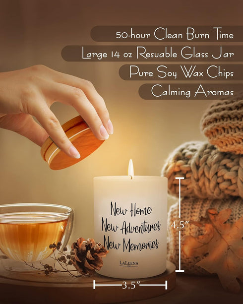 House Warming Gifts for New Home - Housewarming Gifts for New House - Scented House Warming Candle – Glass Jar Candle Gift with 100% Organic Soy W...