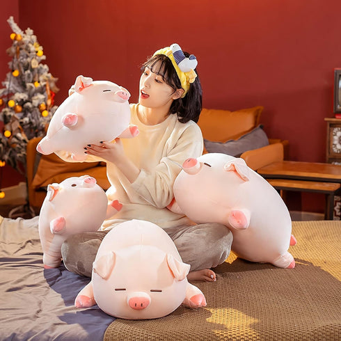 Cute Kawaii Pig Plush Pillows Stuffed Animal Hugging Pillow, Soft Pig Stuffed Cuddle Plush Toys, Birthday Gifts for Girls Girlfriend… (Squint, 15....
