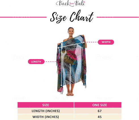Back From Bali Womens Print Sarong Swimsuit Beach Cover Up Wrap Skirt Pareo...