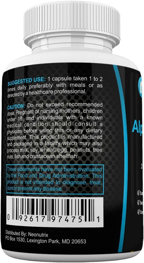 Alpha Lipoic Acid Plus Acetyl L-Carnitine Antioxidant Supplement ALA ALC for Healthy Brain Function & Muscle Strength, Focus, Memory & Cognitive F...