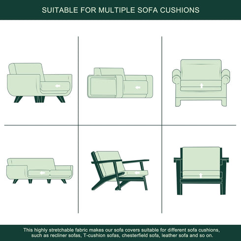 CHUN YI 2PC Stretch Couch Cushion Covers, Sofa Seat Slipcovers Suitable for Armchair Loveseat Sofa with Spandex Jacquard Fabric(2pc,Khaki)...
