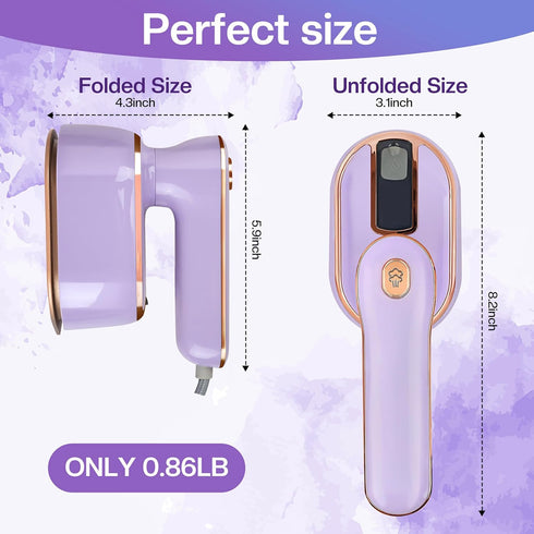 Mini Steam Iron, Travel Steamer for Clothes Portable Mini Iron, Portable Steamer for Dry and Wet Ironing, 970W Handheld Steamer 180° Rotatable Gar...