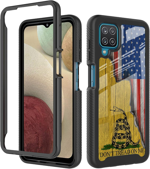 Compatible with Samsung Galaxy A12 Case Dont Tread On Me American Flag for Boys Men Full-Body Dual Layer Rugged Shockproof Bumper Heavy-Duty Prote...