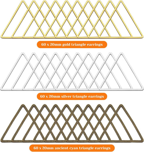 180pcs Earrings Beading Hoop 20mm Triangle Earring Hoops Beading Hoop Earrings Finding Triangle Linking Rings for DIY Jewelry Making Finding, Earr...