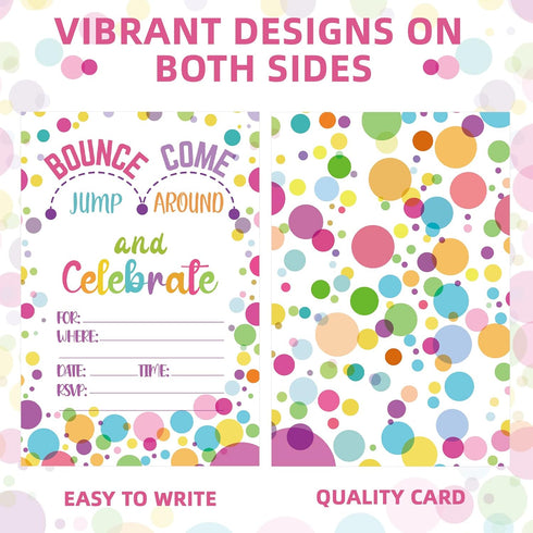 Zonon 30 Pieces Birthday Invitations for Girls Bounce House or Jumping Party Invitation Cards Kids Bounce House Trampoline Celebration Party Suppl...
